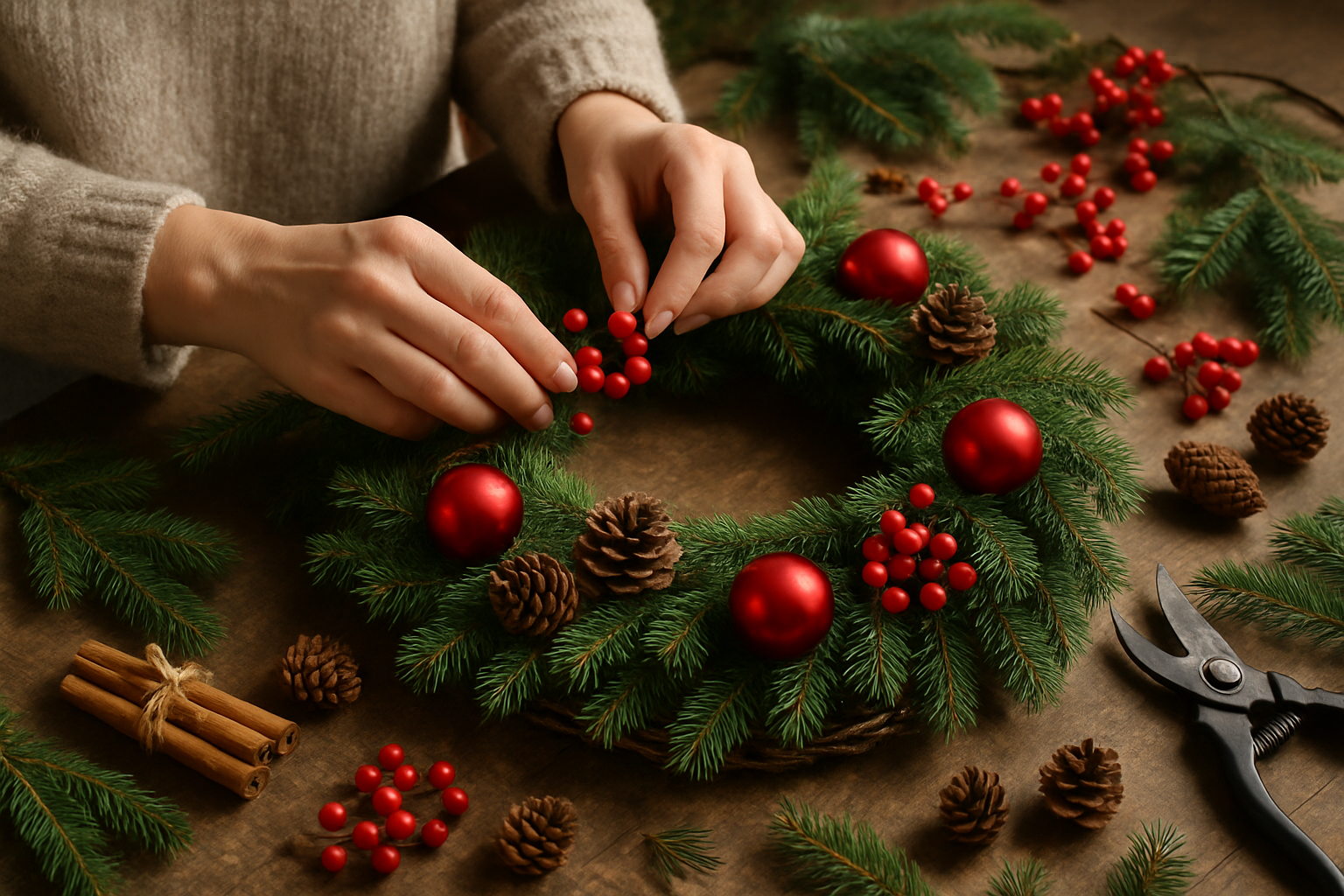 hvordan lage julekrans - Illustration