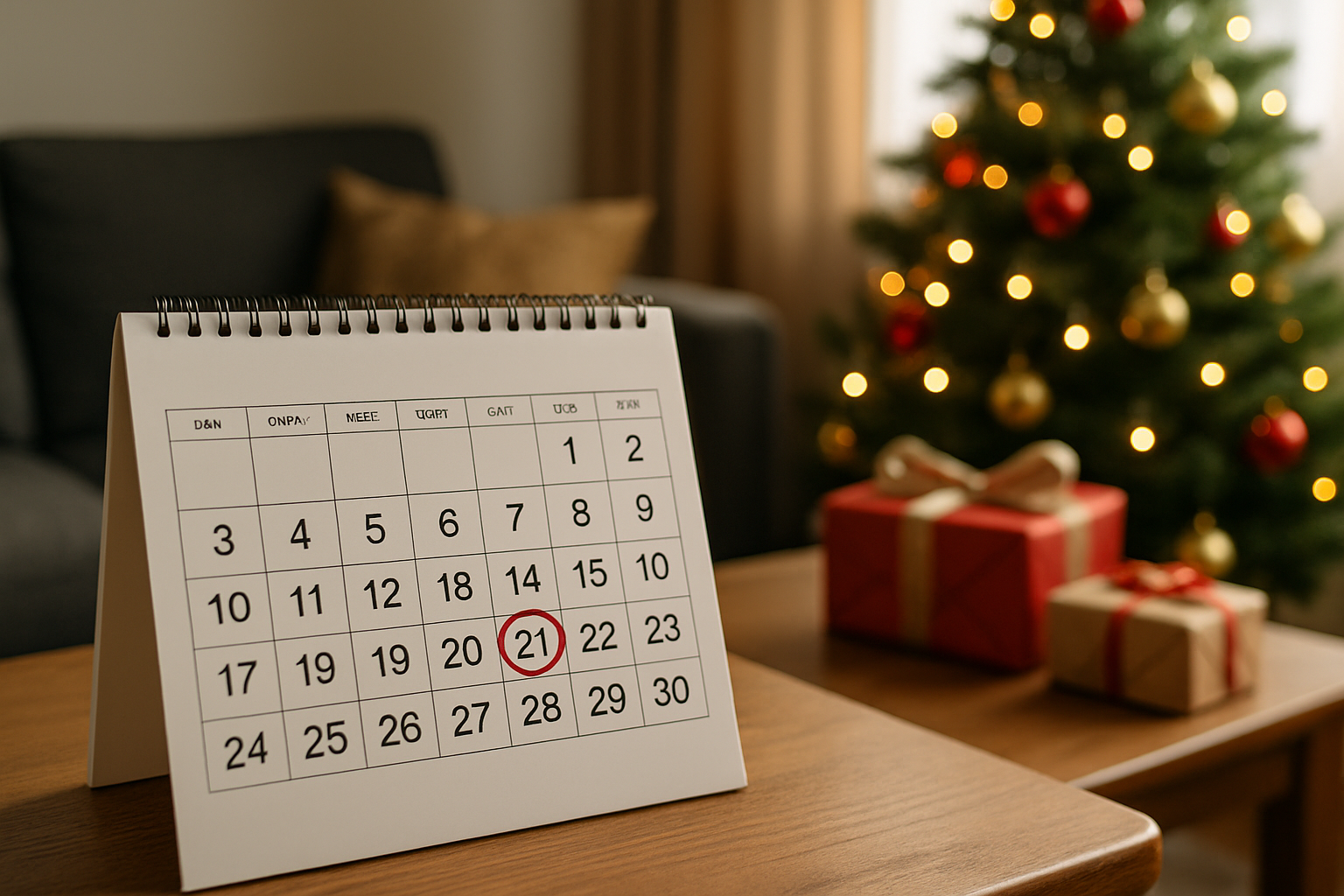 når er juleferien - Illustration