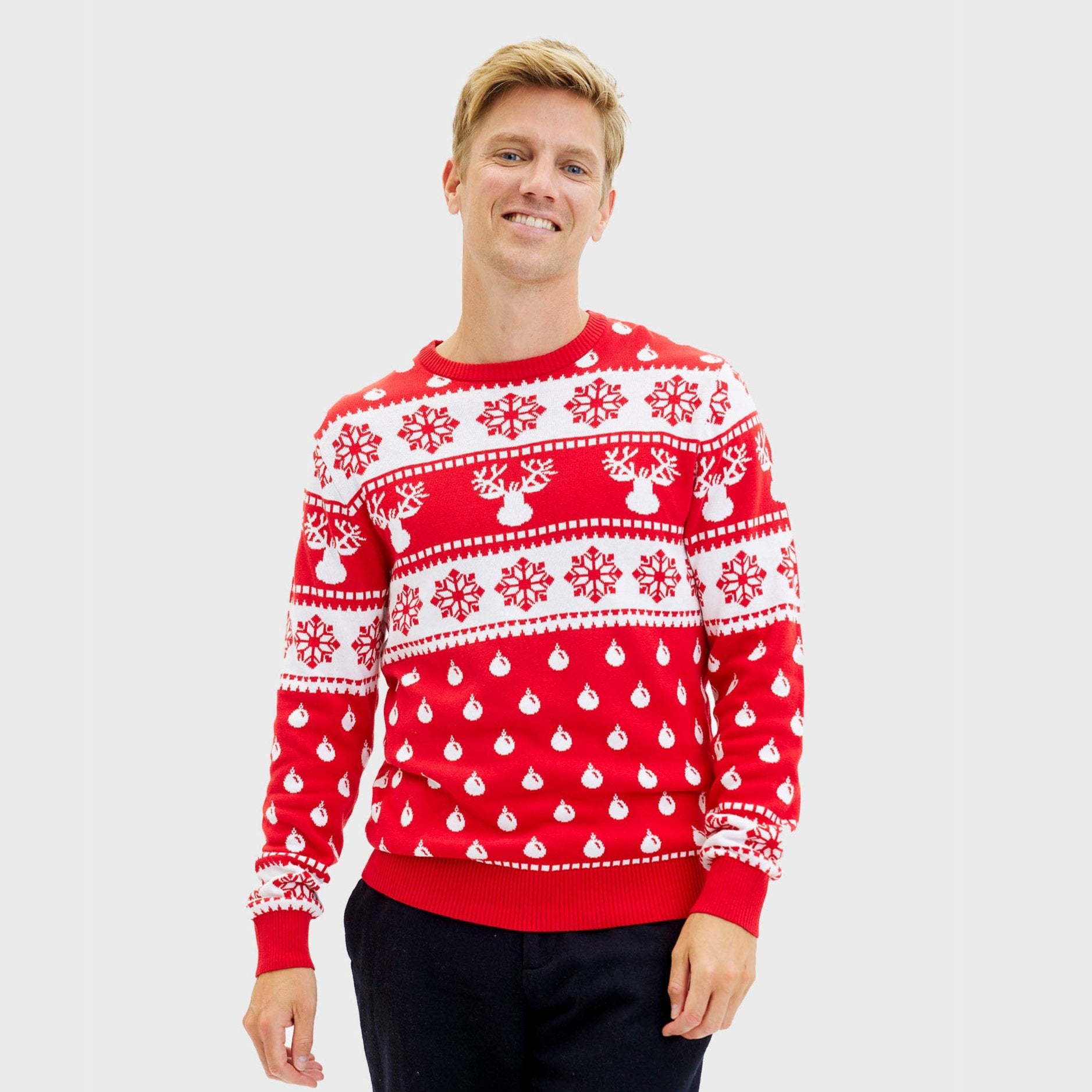 Den Klassiske Julegenser Rød - Herre.