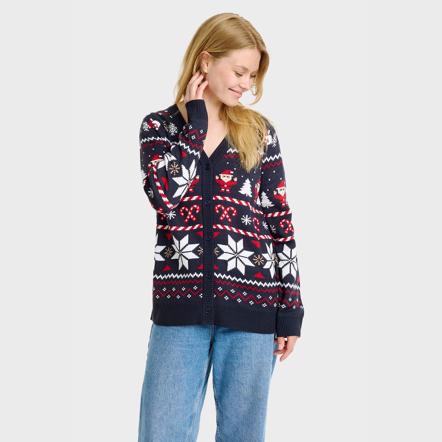 Santa’s julecardigan – Dame