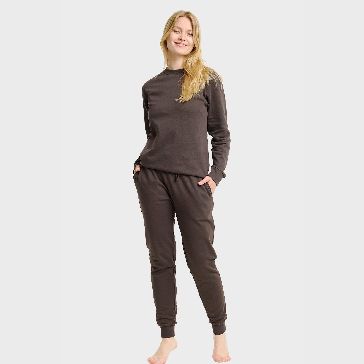 Brunt sweatset – Dame