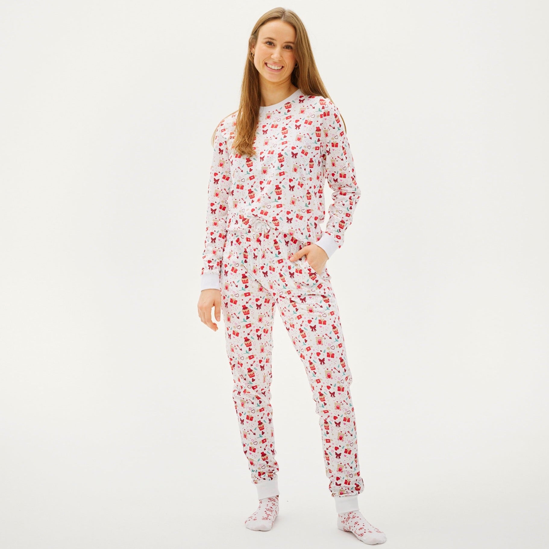 Valentines Pysj Hvitt - Dame.