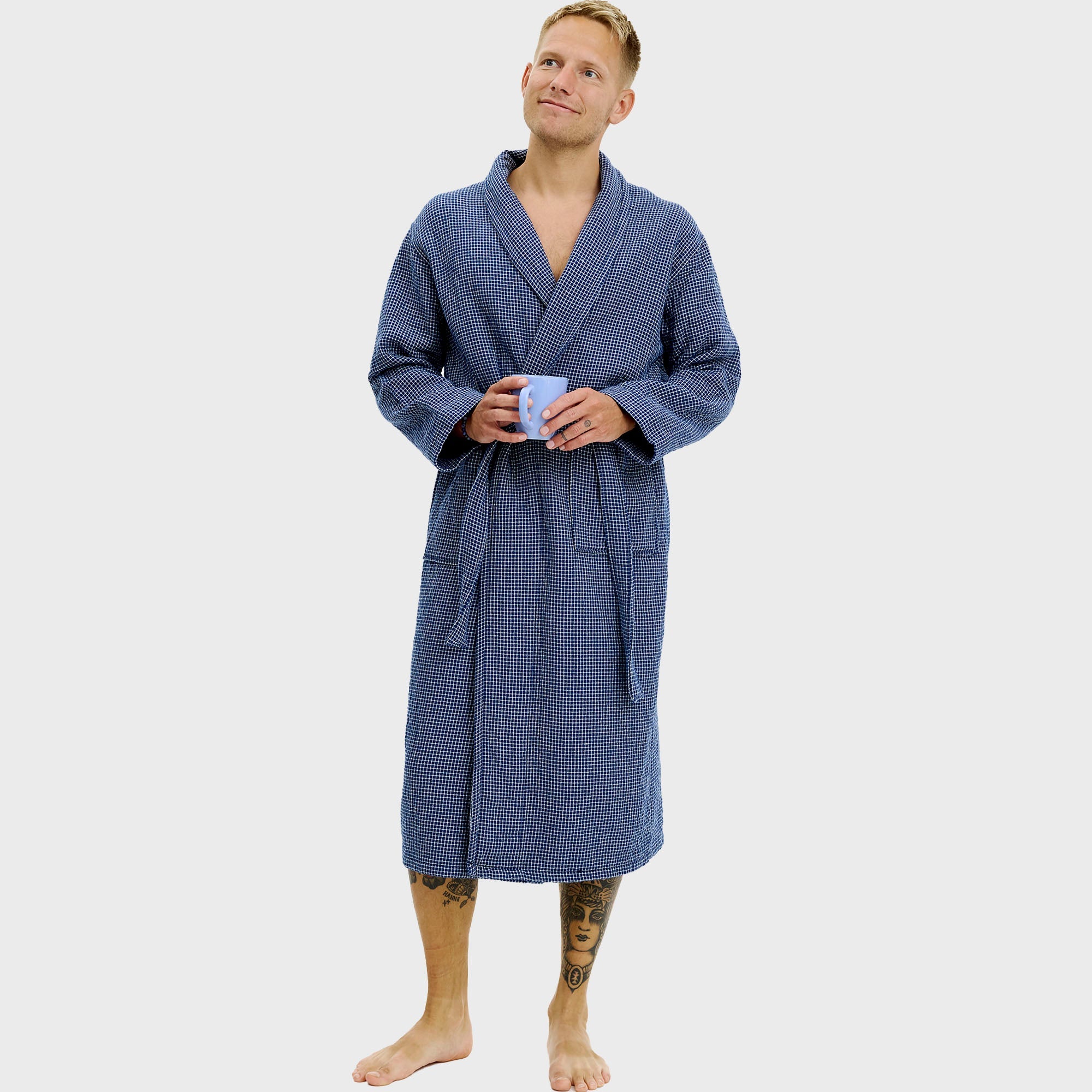 Badekåpe blårutete - onesize