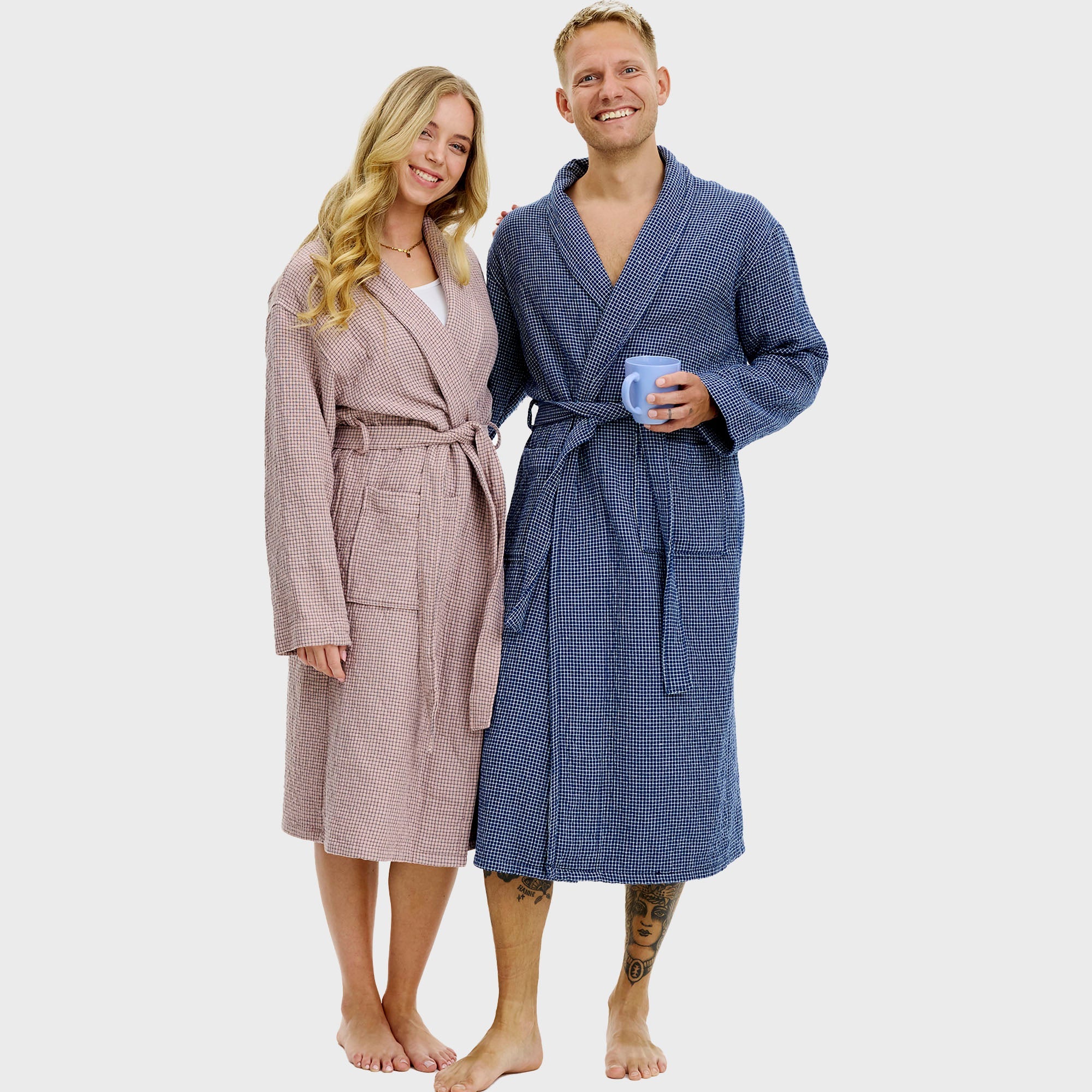 Badekåpe blårutete - onesize