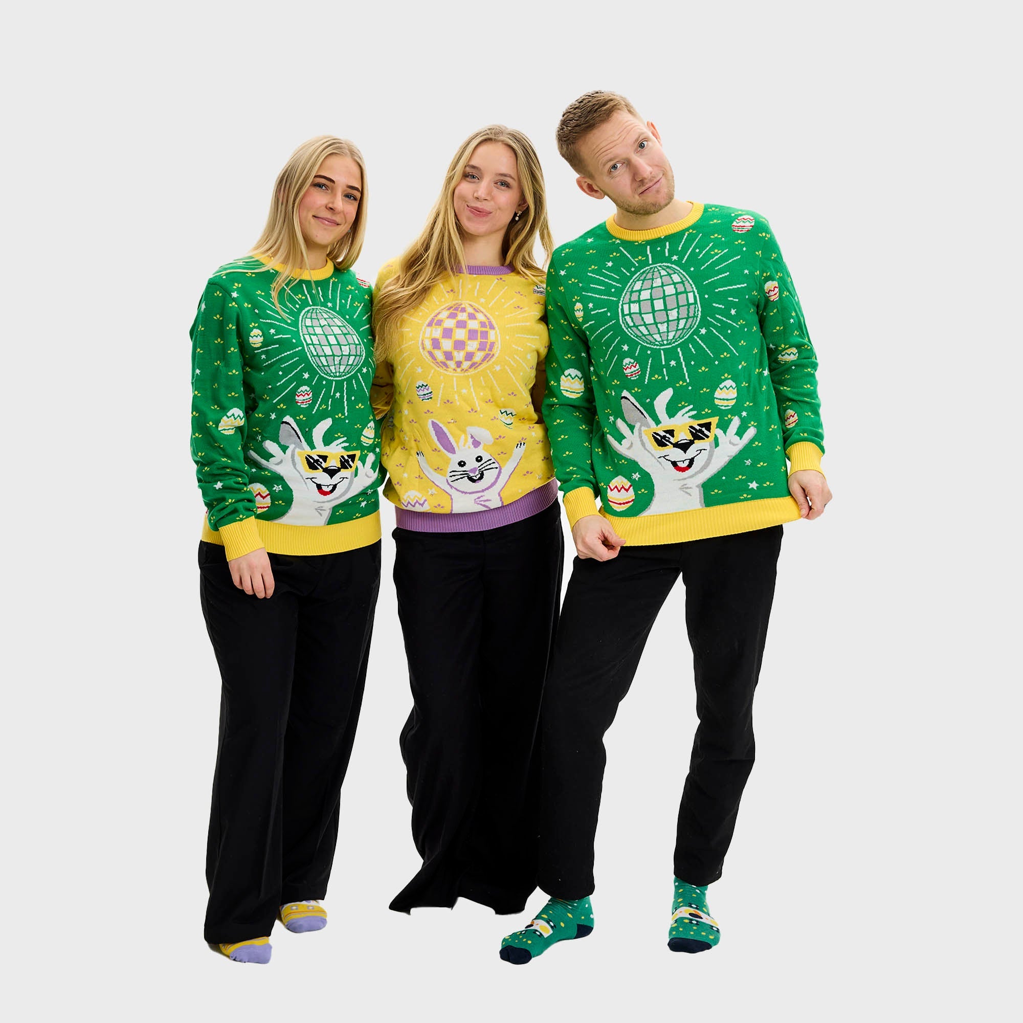 Disco Påskegenser LED Grønn - Dame