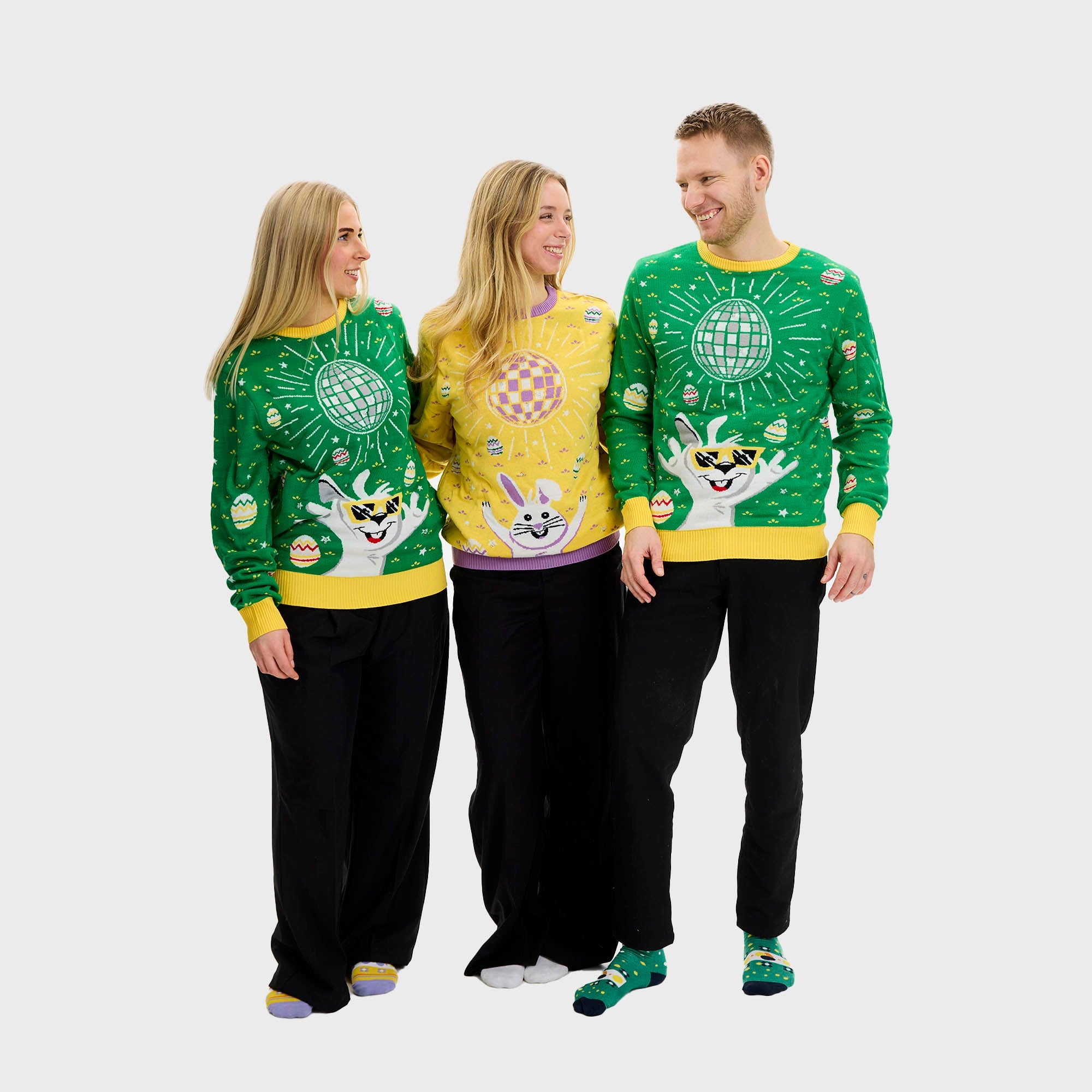 Disco Påskegenser LED Grønn - Dame