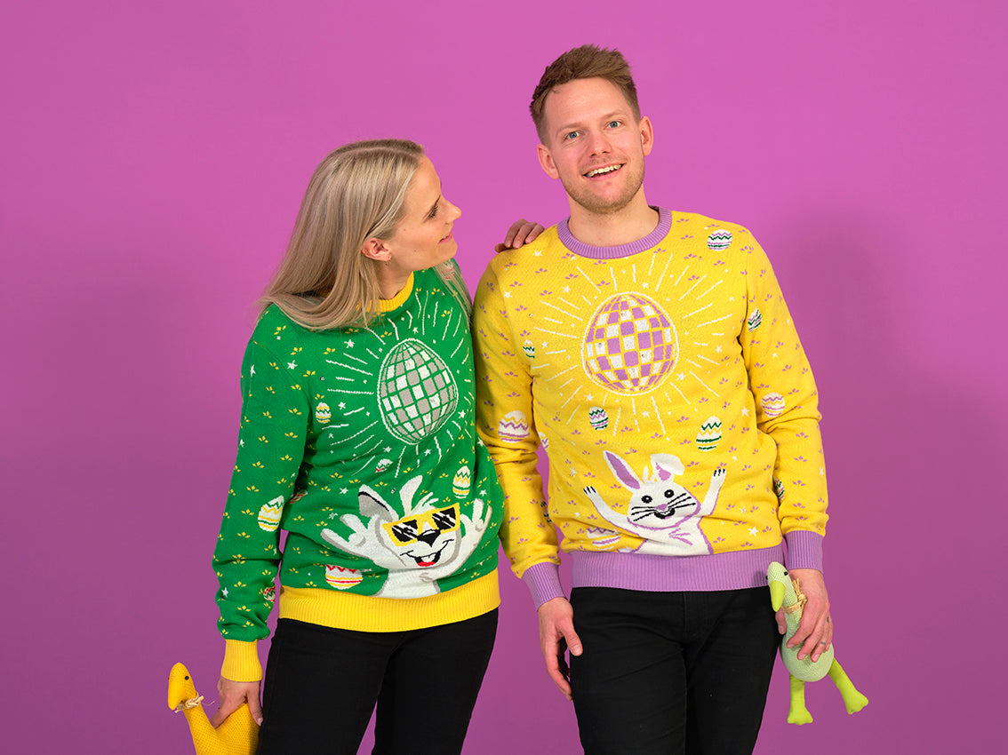 Disco Påskegenser LED Grønn - Dame