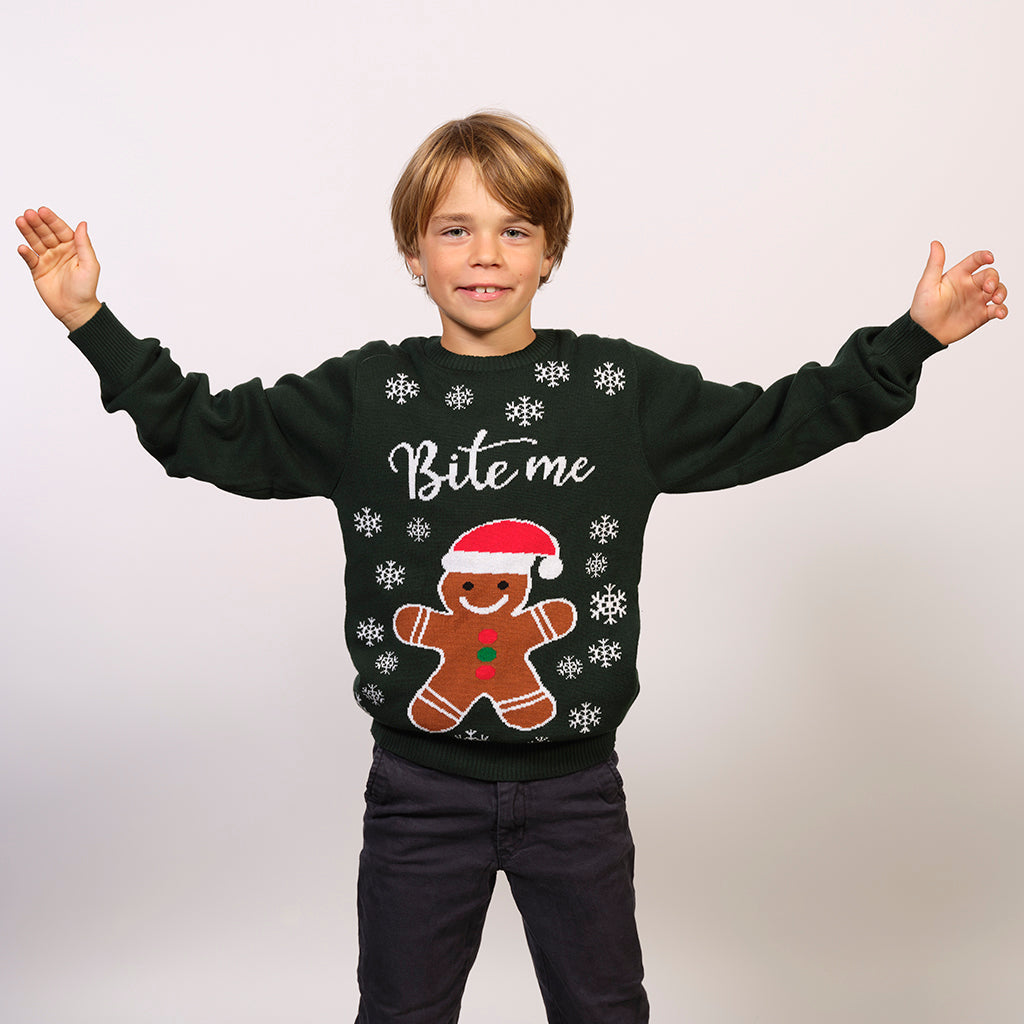 En julegenser med kake og snøfnugg på.