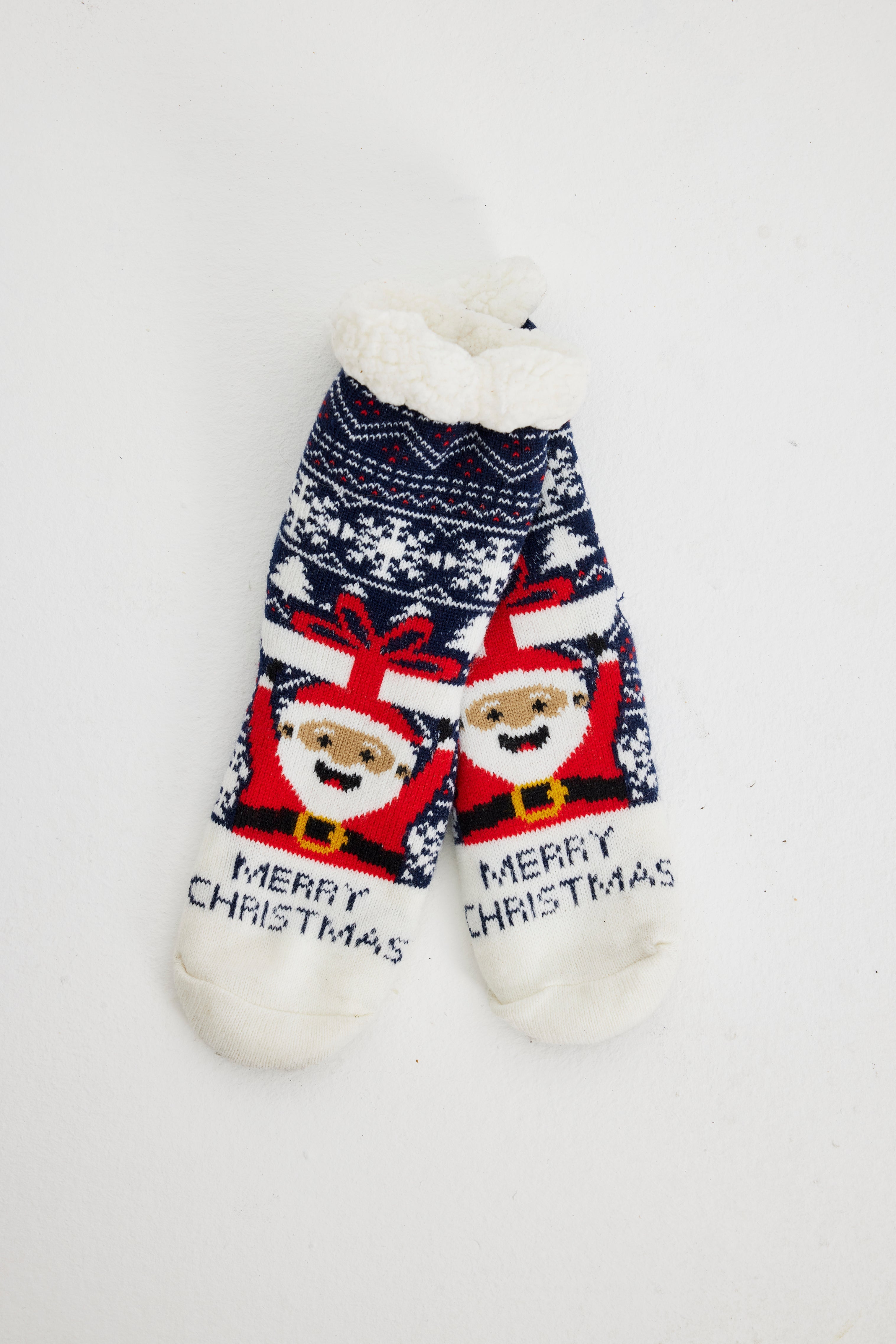 Et par julesokker med julenissen på.